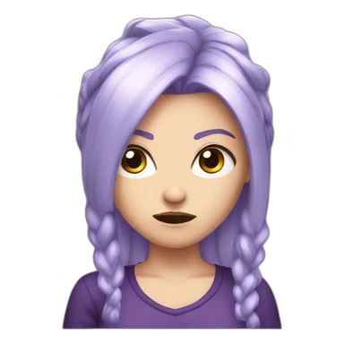 angry white girl purple hair sticker