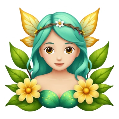 Una pradera con muchas setas y hadas sticker