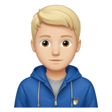 college boy with college blue jacket sticker