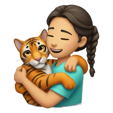 A girl hug a Bengal ocelore sticker