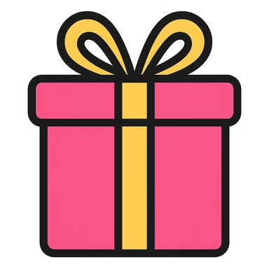 pink gift, color icon style sticker