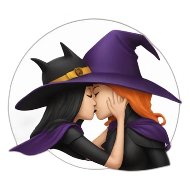A female  witch kissing Batman sticker