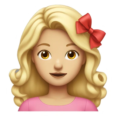 blonde girl with a pink top and a red bow in her hair sticker