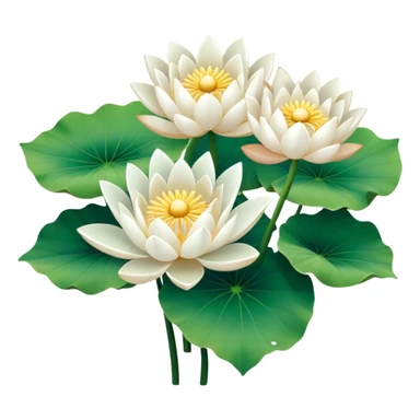 bouquet white Nymphaea lotus,stem, lotus leaf sticker