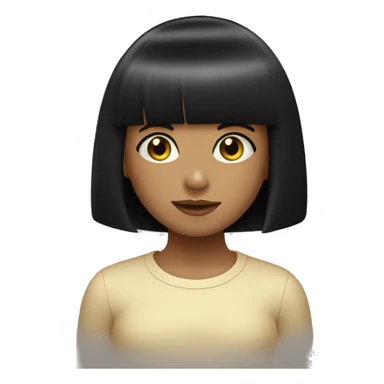 young girl, black bob haircut with bangs, fair skin sticker
