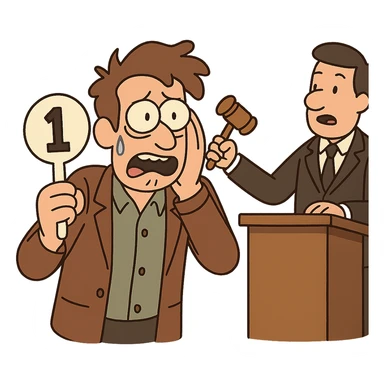 auction anxiety in flat toon style sticker