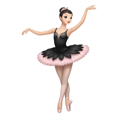 Black swan ballerina emoji from a far to see the whole body dancing with ballerina shoes sticker