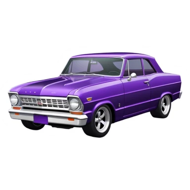 futuristic Jetson’s midnight-dark-purple stealthy black metallic 1965 Chevy Nova SS street rat rod  understated  sticker