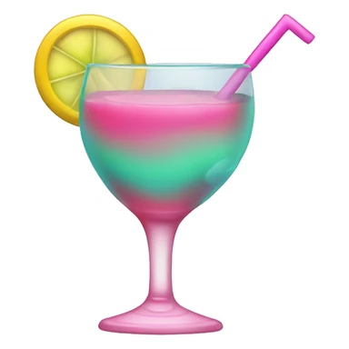 Bluish green cocktail with pink and yellow sticker