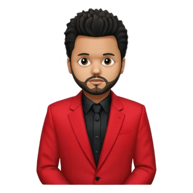 The Weeknd with black shirt, red suit jacket sticker