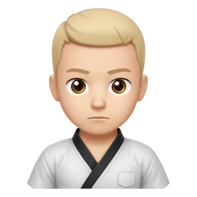 cute martial arts coach portrait, head and shoulders only, gi uniform collar, black belt detail, serious but friendly face, 3D cartoon, mobile game icon style, clean background, no text, no watermark
 sticker