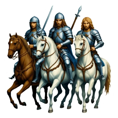 cinematic ultra HD, mysterios style, oil paint - The Four Horsemen of the Apocalypse, based on a graphic by Albrecht Dürer sticker