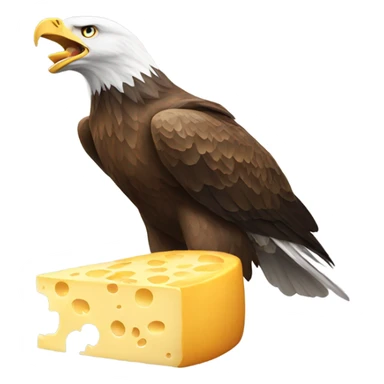 Eagle eating cheese sticker