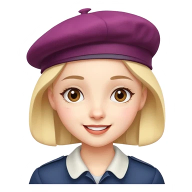 girl with a beret, cheerful expression sticker