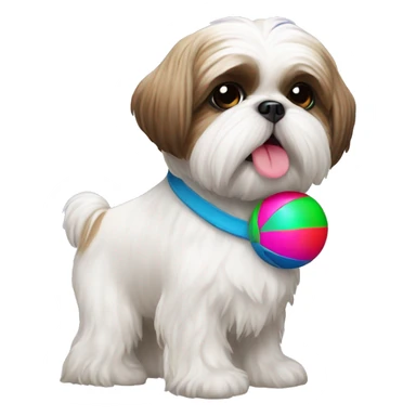 Shih tzu with colorful toy ball sticker