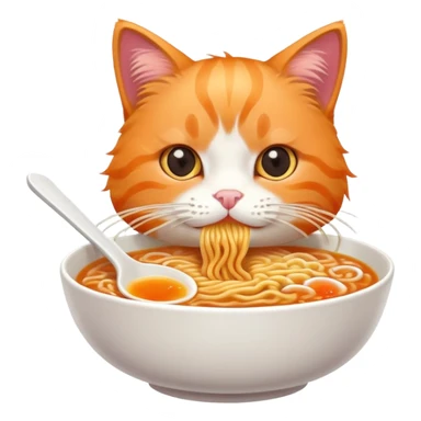 Orange cat eating ramen sticker
