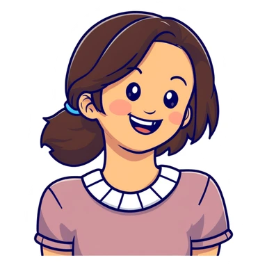 brunette girl holding neck while laughing sticker