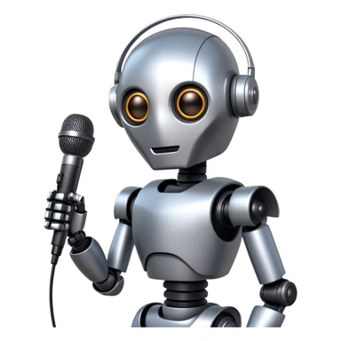 the robot holds the microphone sticker