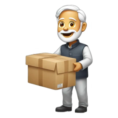 modiji taking parcel sticker