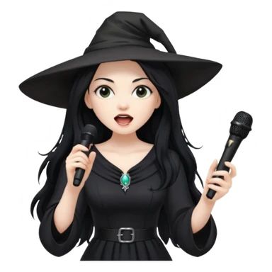 Witch singing with micro, half body sticker