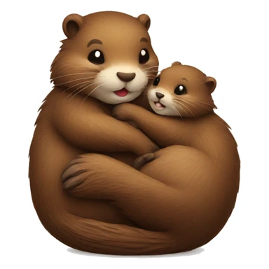 a beaver cuddling a kitten sticker
