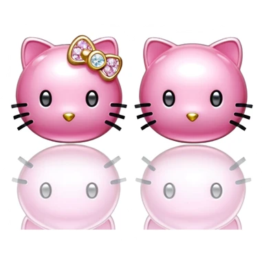 Still life rending,  hello kitty pink diamond 14k gold earrings sticker