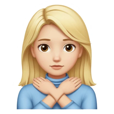 Girl with blonde hair with two hands crossed around her neck  sticker
