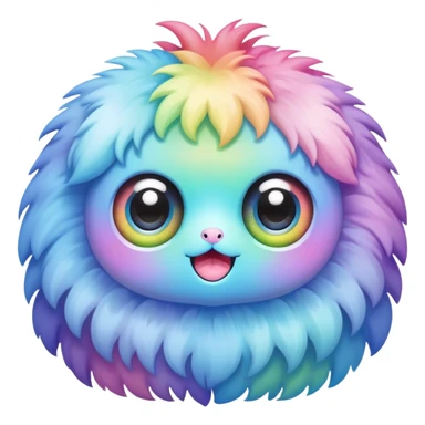 pastel rainbow kawaii creature woth three eyes sticker