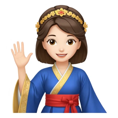 sexy european girl in hanfu clothes waving to greet sticker