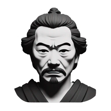 miyamoto musashi, philosopher statue, portrait, minimal, logo, monochrome sticker