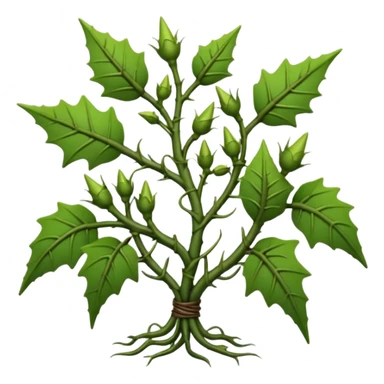 green vines with thorns sprouting design, 3D, extremely detailed, earthy color palette sticker