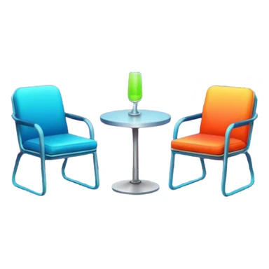 Window with neon reflection, empty chair, Apartment Windows. sticker