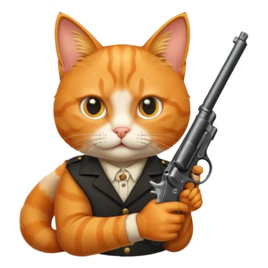 Revolver with cat holding it sticker