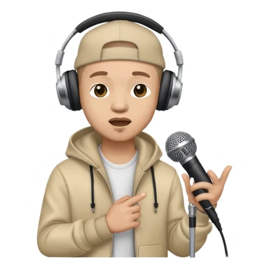 rapper singing with a microphone on a stand and wearing headphones sticker