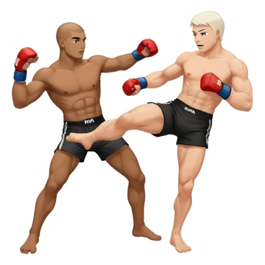 mma fighter kicks man white skin sticker
