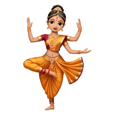 cinematic-realistic-bharatanatyam-dance-emoji,-depicted-as-an-elegant-classical-indian-dance-performance-with-graceful-poses,-intricate-costumes,-and-expressive-hand-gestures,-rendered-with-rich-textures-and-warm-dramatic-lighting, single dancer sticker