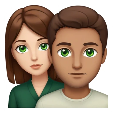 Couple woman with green eyes and brown hair and man with brown hair and brown eyes  sticker