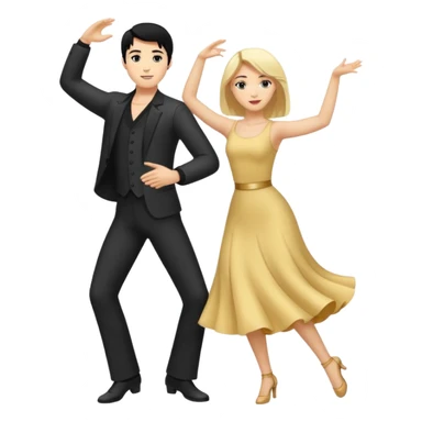 couple dancing full body man black hair woman blonde sticker