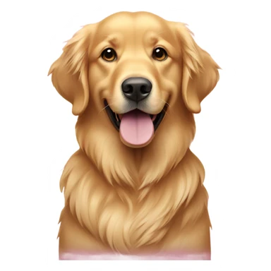 Golden retriever with a pink  sticker