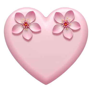 white heart with pink sakura blossom sticker