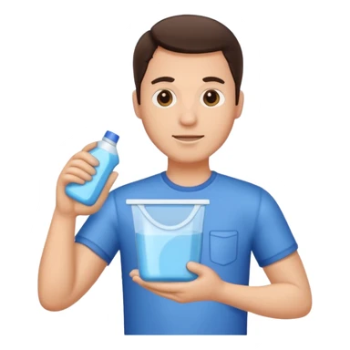 brunette man holding laundry detergent sticker