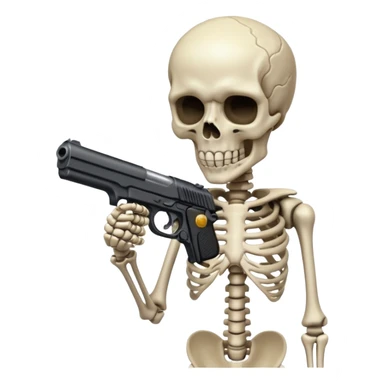 Skeleton with gun sticker