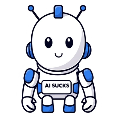 Write a text that's says "Ai sucks" sticker