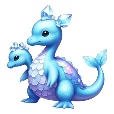 Shiny Exotic Colorful Ethereal Sparkly Lapras-Flaaffy-Amaura-Aurorus-Fakémon-hybrid-creature (full body)  sticker