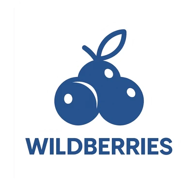 Wildberries marketplace logo, minimalist flat design, blue and white color scheme sticker