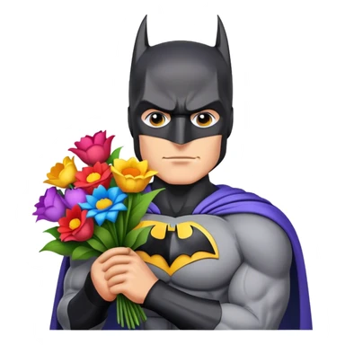 Batman with flower bouquet sticker