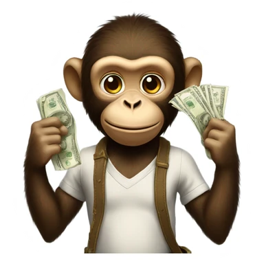 monkey holding cash sticker