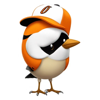 Orioles bird wearing Orioles baseball hat kawaii sticker