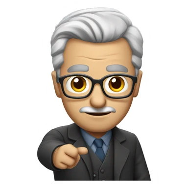 turkish man with glasses and grey hair pointing a finger gun sticker