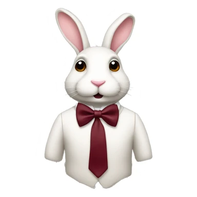 Sitting down. Crème bunny. Burgundy bow tie sticker